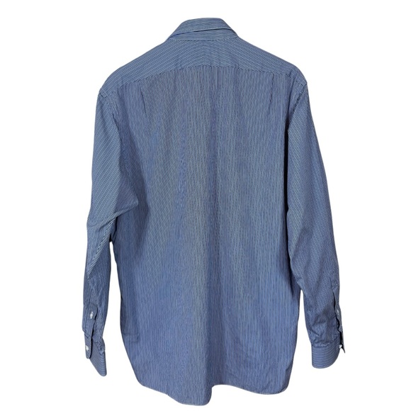 Ralph Lauren Purple Men’s Collection Blue Black Striped Button Down Size 17 - Picture 9 of 9